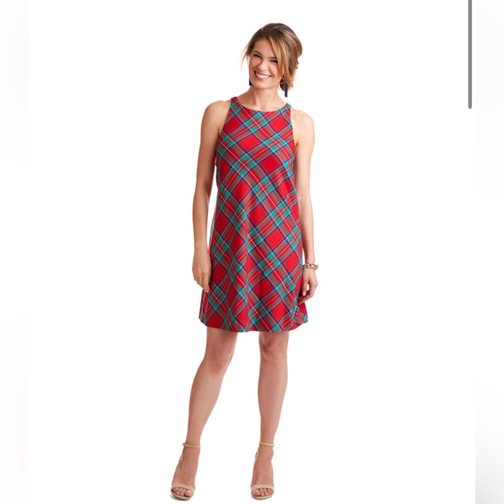 Vineyard Vines Jolly Plaid Shift Dress - Large - NWT - Red plaid holiday dress